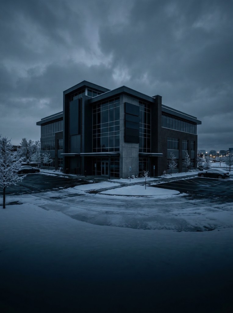 Denver, CO building in snow