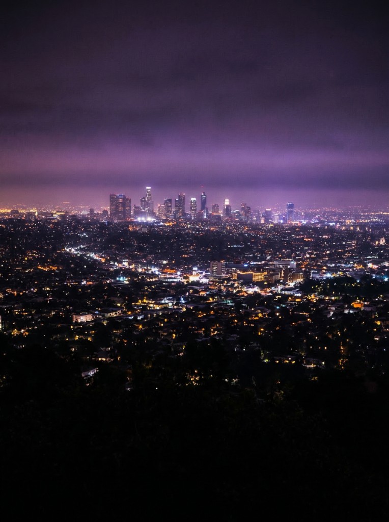 Los Angeles, CA skyline at dusk